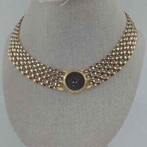 Vintage Gold Tone Roman Coin-Style Choker Necklace – 15 in